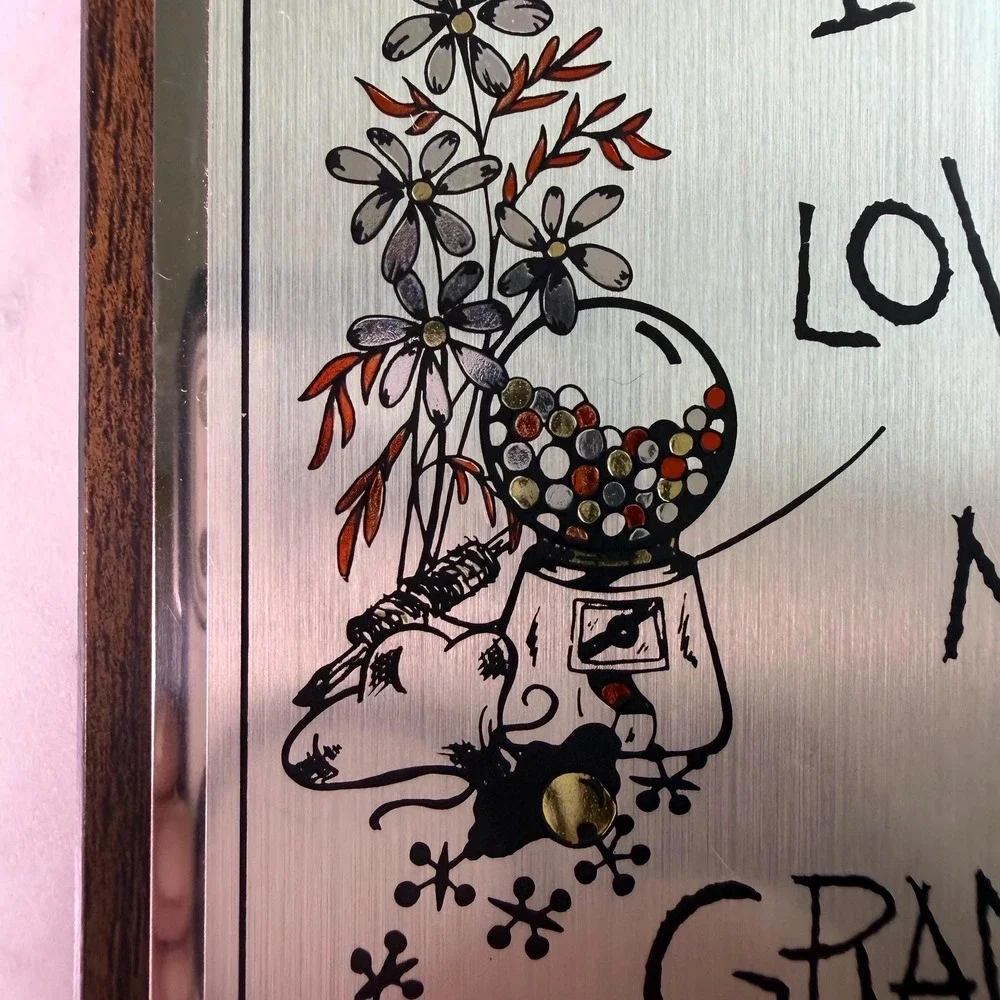 VTG 70s I Love My Grandpa Wall Plaque Wood Framed‎ Aluminum Wall Hanging Nursery